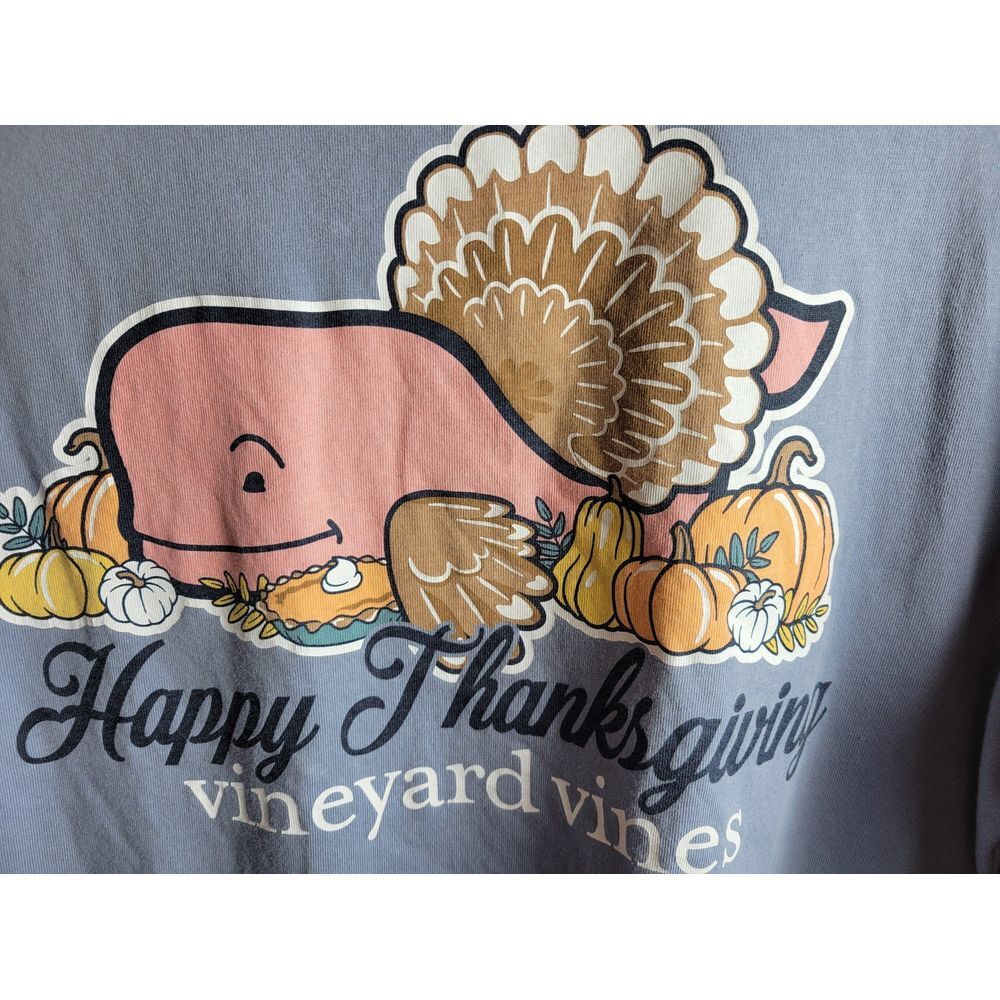 Vineyard Vines‎ Men's SM Blue Long-sleeved Thanksgiving Pocket Tee RN134578 - Picture 3 of 11